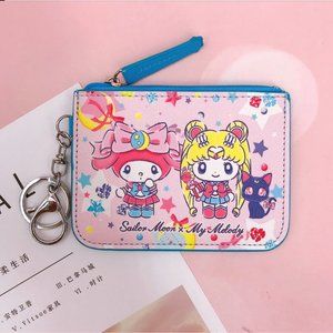🌙 SAILOR MOON x SANRIO COLLAB My Melody Y2k NEON Cardholder Keyring Wallet NEW